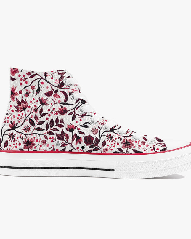 Burgundy Flower High - Top Shoes - Sola Shoe