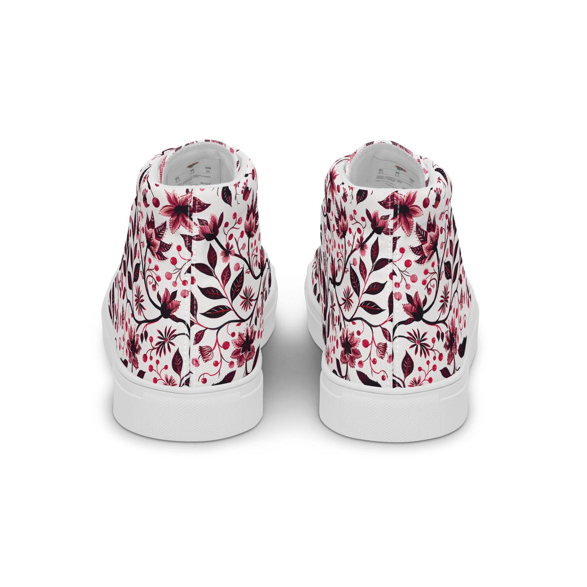 Burgundy Flower High Top Shoes - Sola Shoe
