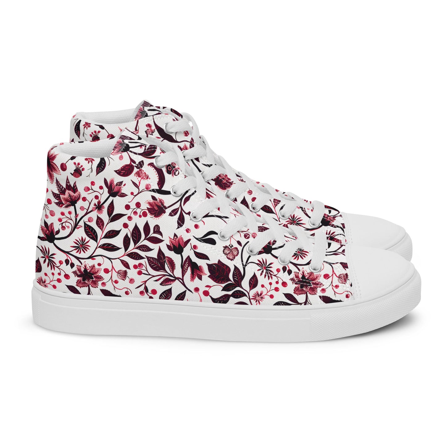 Burgundy Flower High Top Shoes - Sola Shoe
