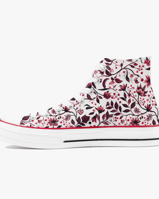 Burgundy Flower High - Top Shoes - Sola Shoe