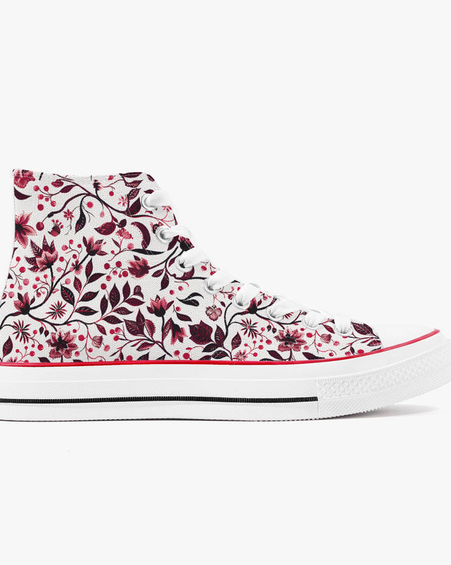 Burgundy Flower High - Top Shoes - Sola Shoe