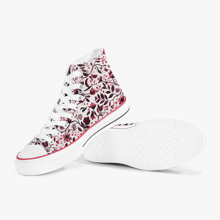 Burgundy Flower High - Top Shoes - Sola Shoe