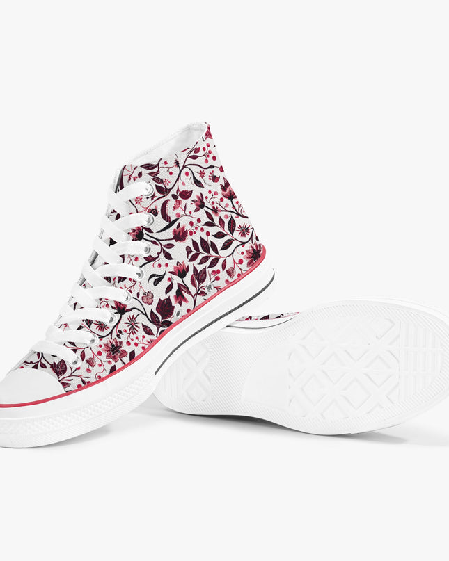Burgundy Flower High - Top Shoes - Sola Shoe
