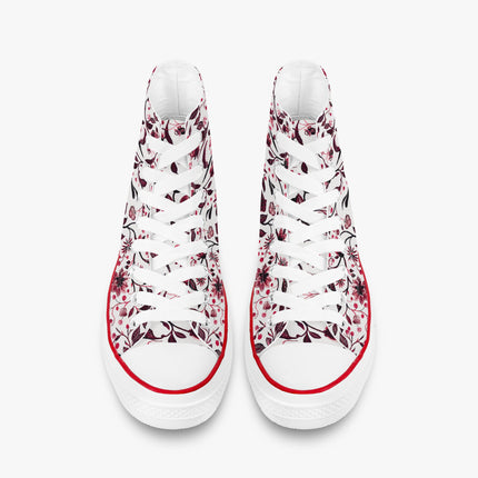 Burgundy Flower High - Top Shoes - Sola Shoe