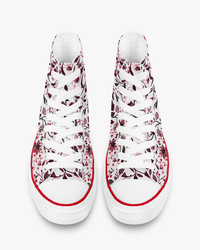 Burgundy Flower High - Top Shoes - Sola Shoe
