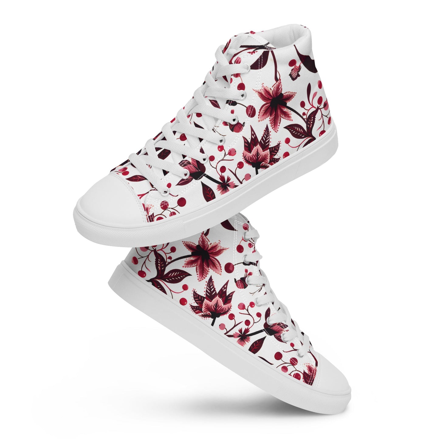 Burgundy Flower High Top Shoes - Sola Shoe
