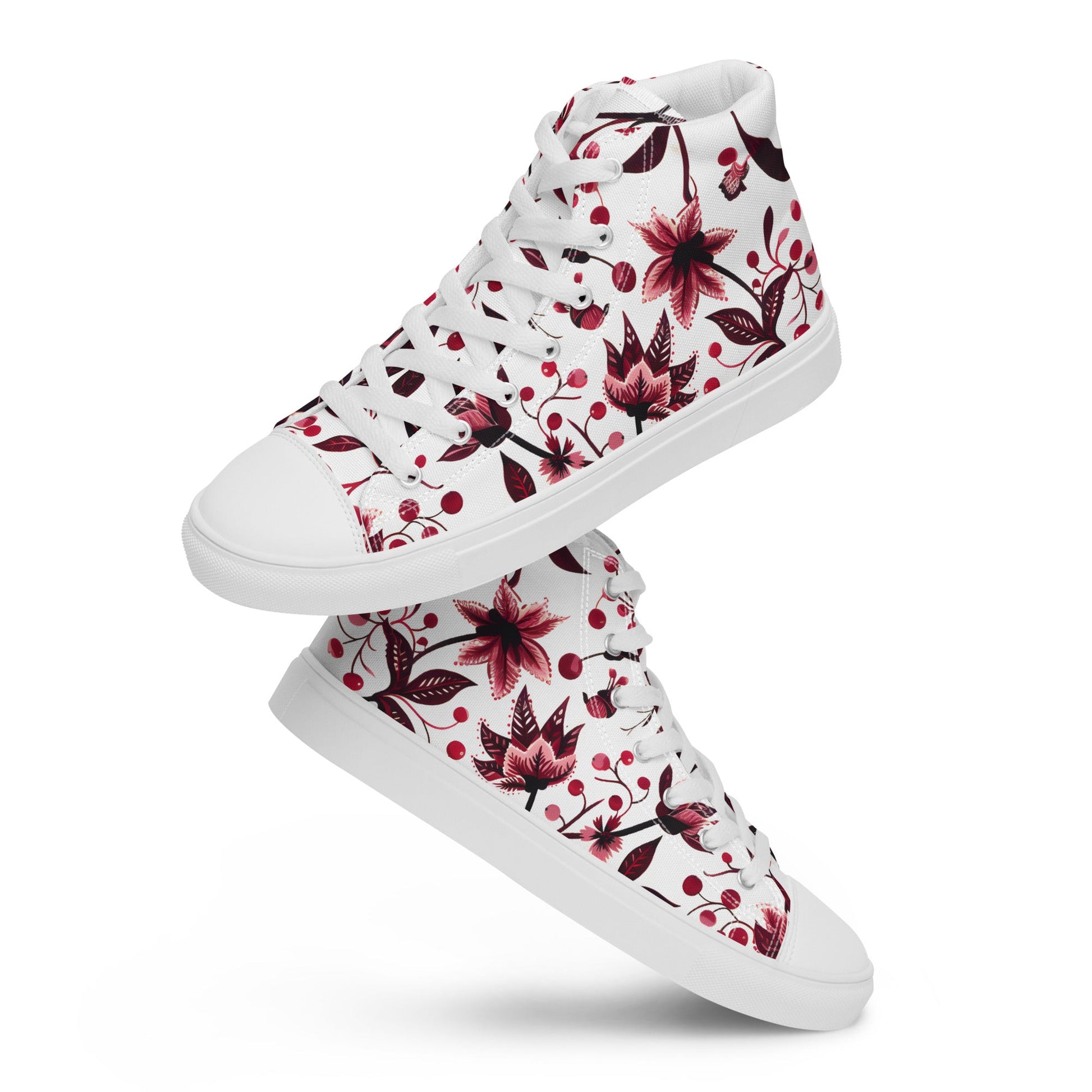 Burgundy Flower High Top Shoes - Sola Shoe