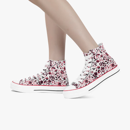 Burgundy Flower High - Top Shoes - Sola Shoe