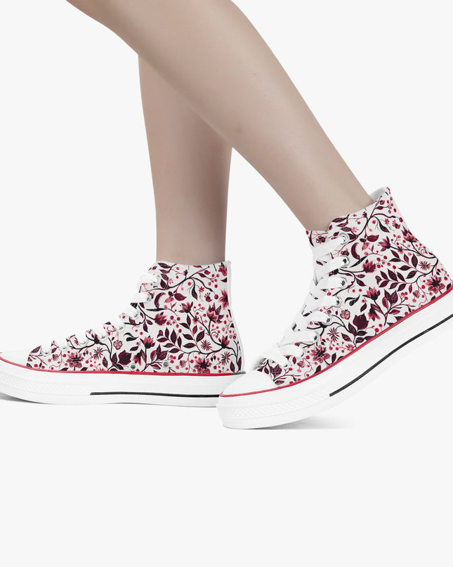 Burgundy Flower High - Top Shoes - Sola Shoe