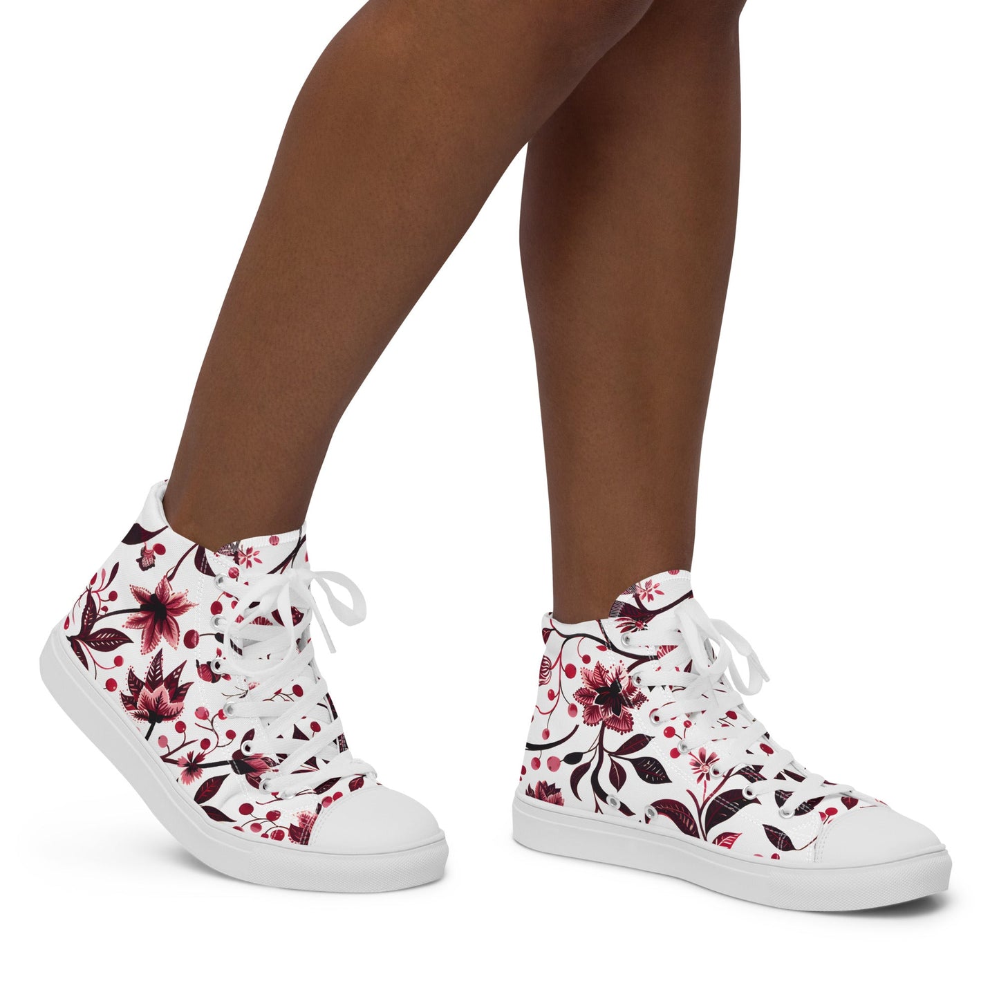 Burgundy Flower High Top Shoes - Sola Shoe