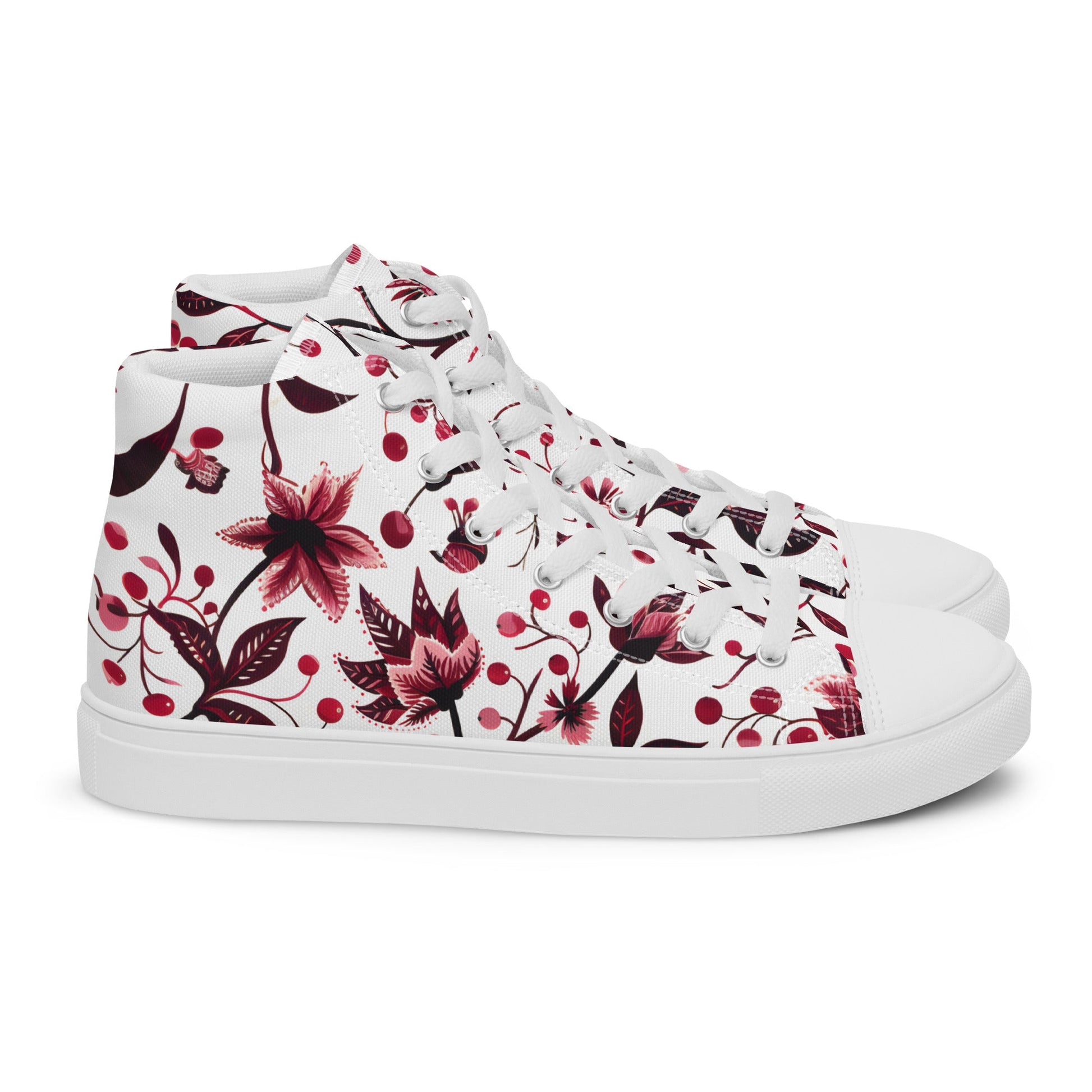 Burgundy Flower High Top Shoes - Sola Shoe