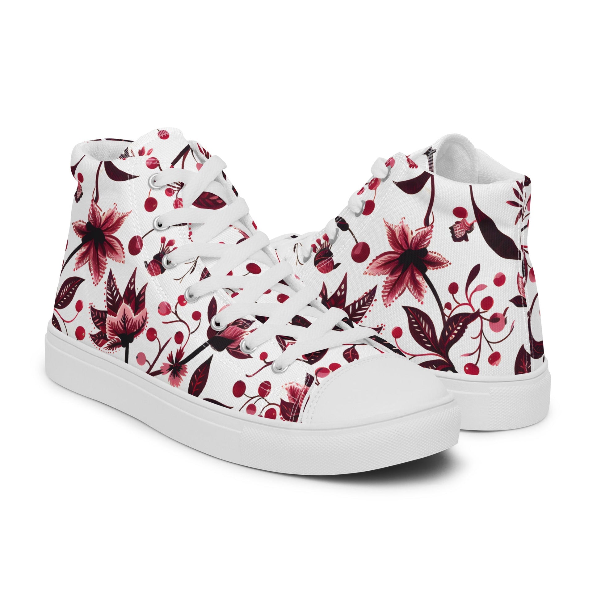 Burgundy Flower High Top Shoes - Sola Shoe