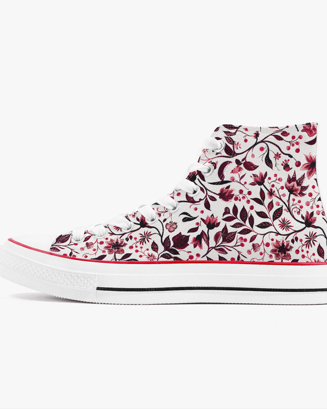 Burgundy Flower High - Top Shoes - Sola Shoe