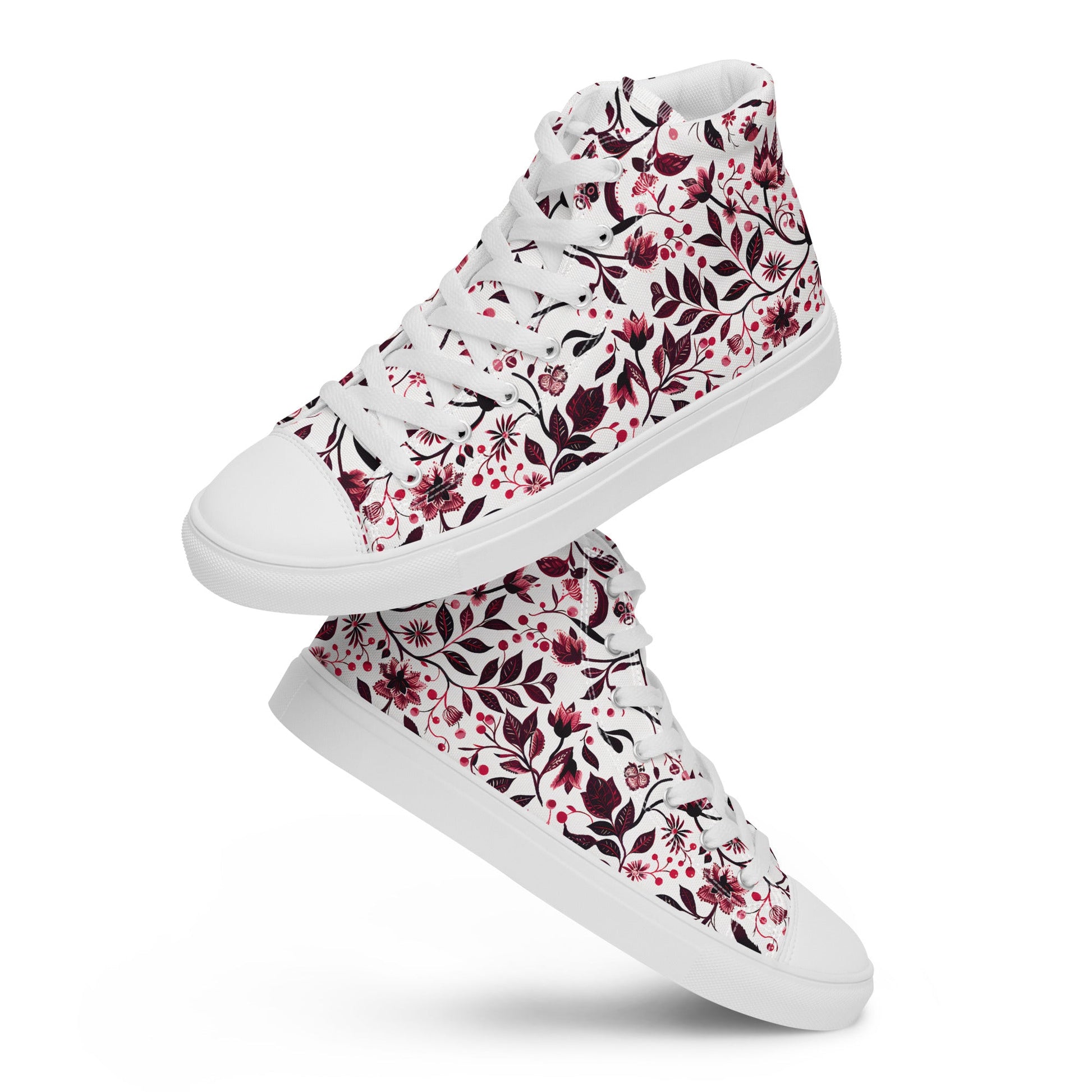 Burgundy Flower High Top Shoes - Sola Shoe