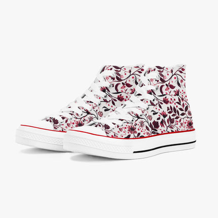 Burgundy Flower High - Top Shoes - Sola Shoe