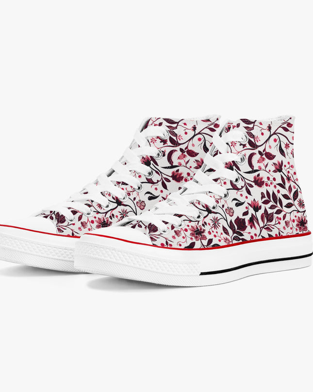Burgundy Flower High - Top Shoes - Sola Shoe
