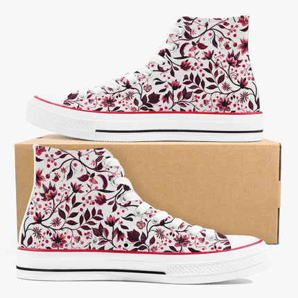Burgundy Flower High - Top Shoes - Sola Shoe