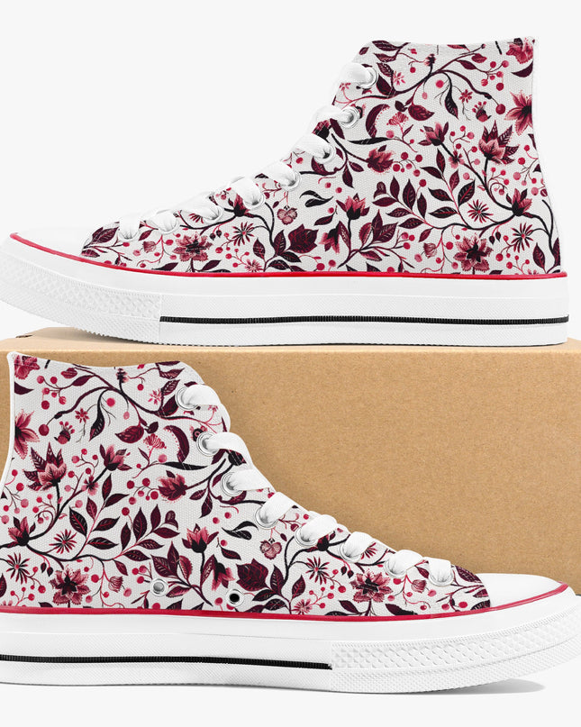 Burgundy Flower High - Top Shoes - Sola Shoe