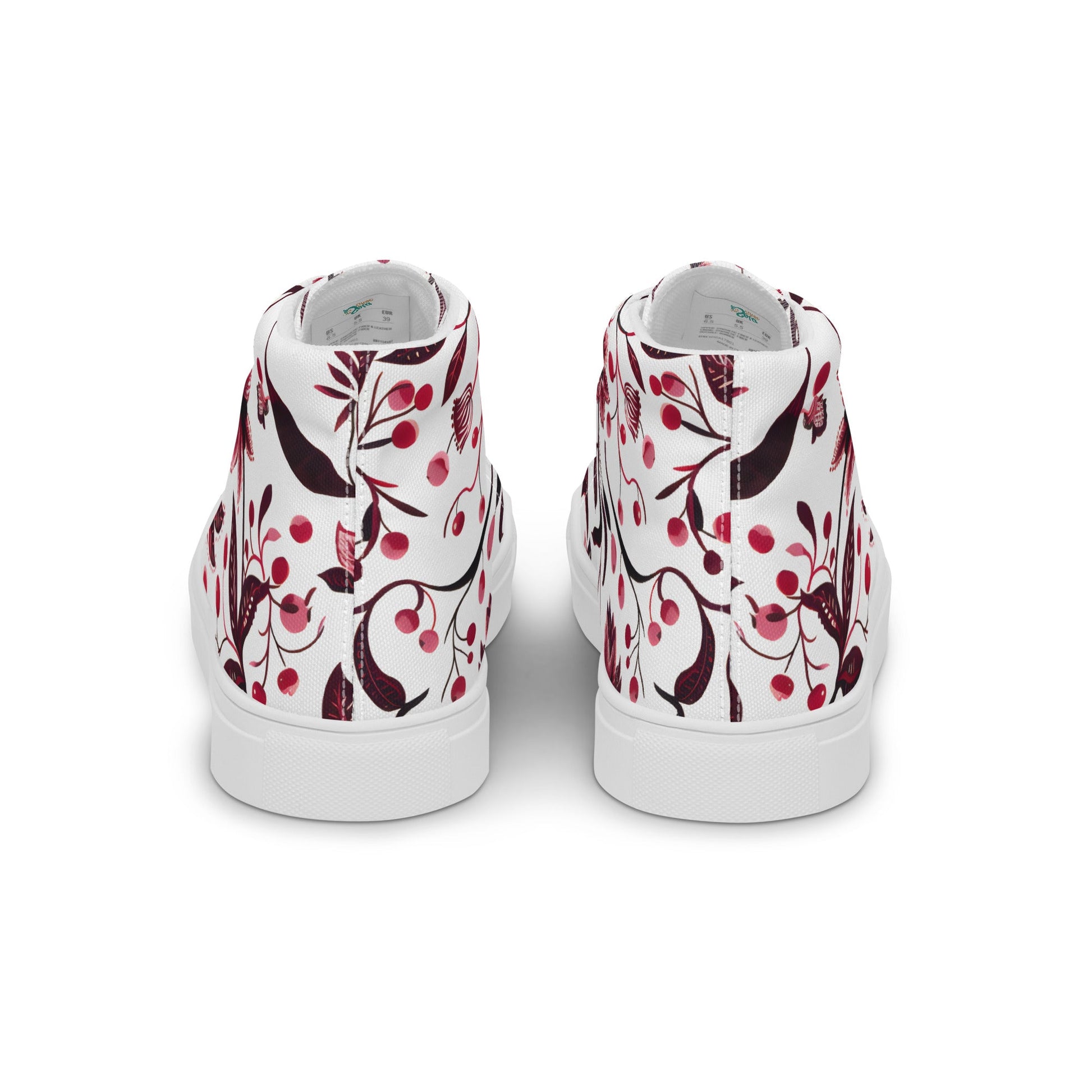 Burgundy Flower High Top Shoes - Sola Shoe