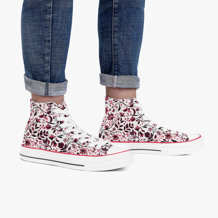 Burgundy Flower High - Top Shoes - Sola Shoe