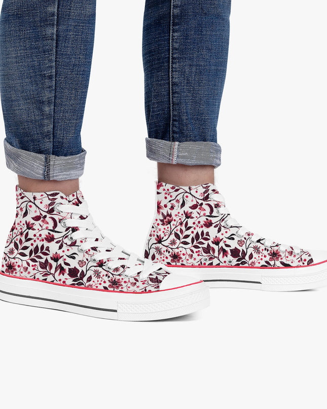 Burgundy Flower High - Top Shoes - Sola Shoe