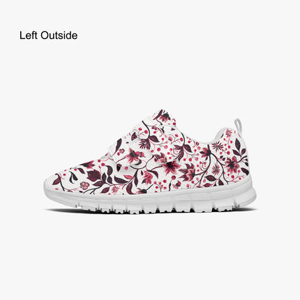Burgundy Flower Kids Lightweight Velcro Sneaker - Sola Shoe