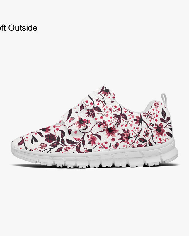 Burgundy Flower Kids Lightweight Velcro Sneaker - Sola Shoe
