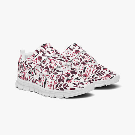 Burgundy Flower Kids Lightweight Velcro Sneaker - Sola Shoe