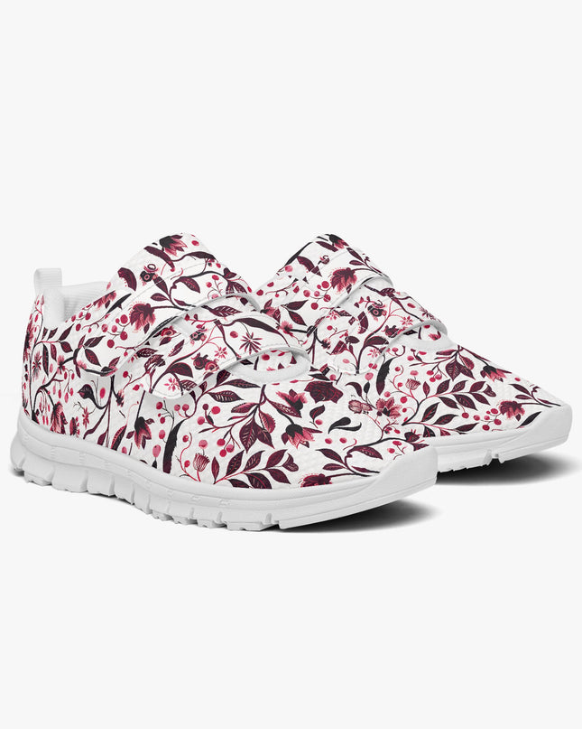 Burgundy Flower Kids Lightweight Velcro Sneaker - Sola Shoe