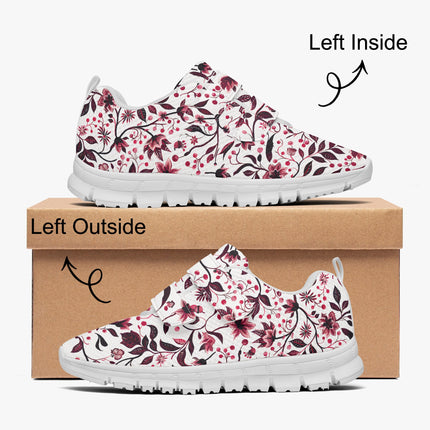 Burgundy Flower Kids Lightweight Velcro Sneaker - Sola Shoe