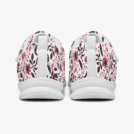 Burgundy Flower Kids Lightweight Velcro Sneaker - Sola Shoe