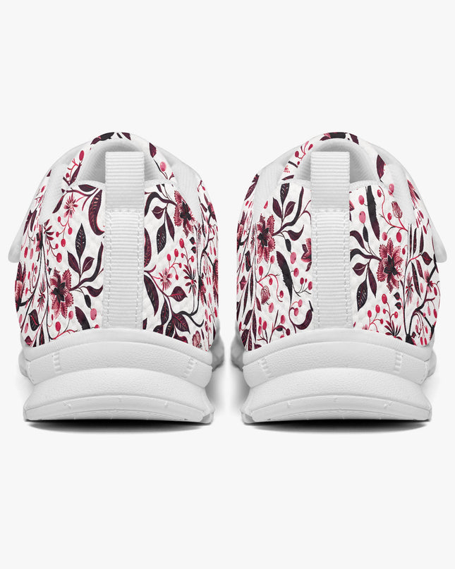 Burgundy Flower Kids Lightweight Velcro Sneaker - Sola Shoe