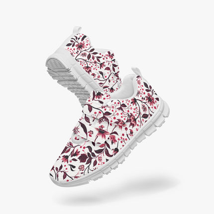 Burgundy Flower Kids Lightweight Velcro Sneaker - Sola Shoe