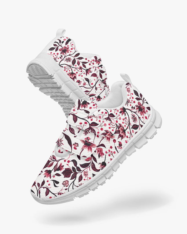 Burgundy Flower Kids Lightweight Velcro Sneaker - Sola Shoe