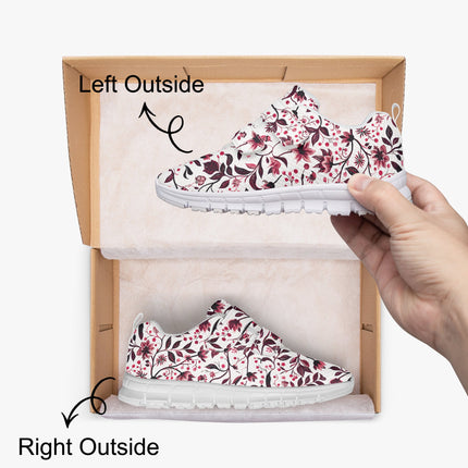 Burgundy Flower Kids Lightweight Velcro Sneaker - Sola Shoe