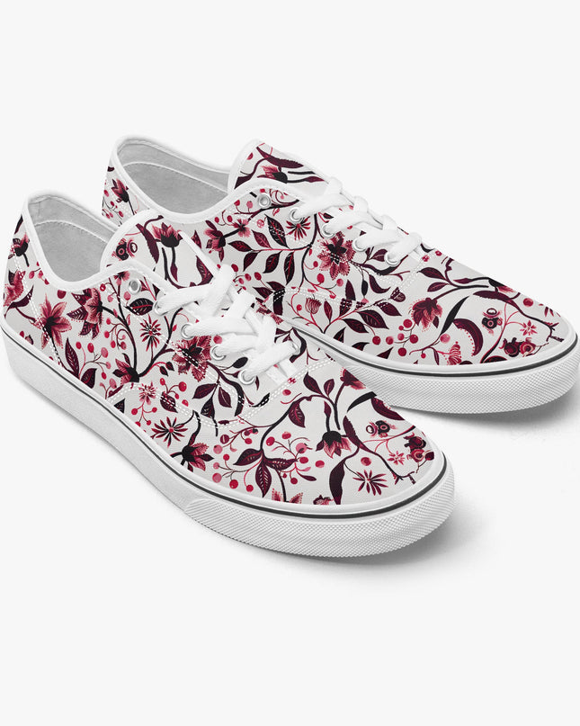 Burgundy Flower Lace - up shoes - Sola Shoe