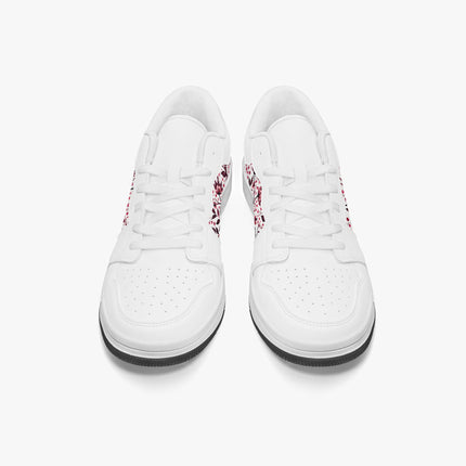 Burgundy Flower Low - Top Leather Sneakers - Sola Shoe