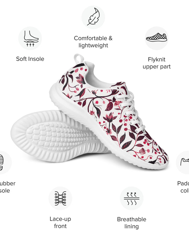 Burgundy Flower Men’s athletic shoes - Sola Shoe
