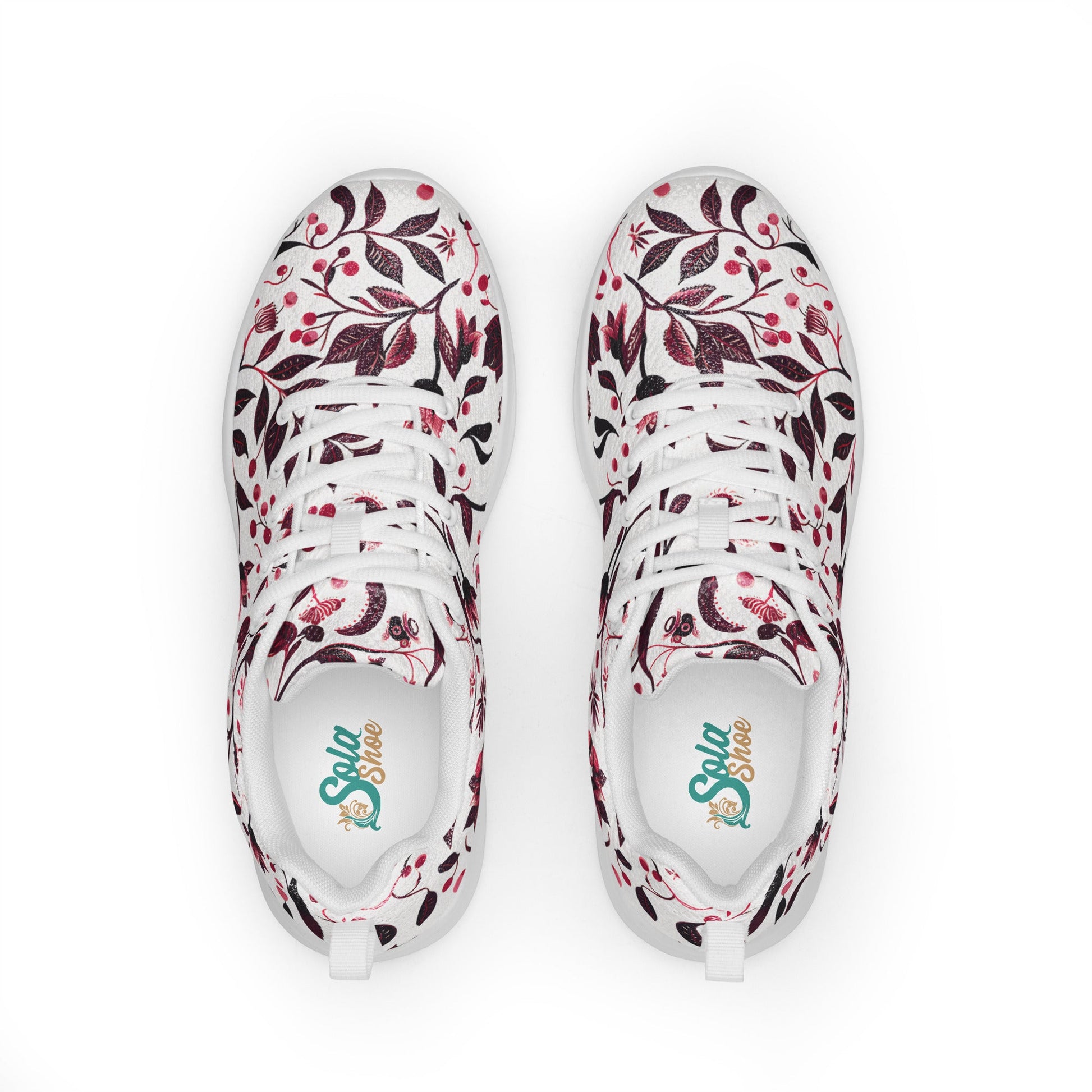 Burgundy Flower Men’s athletic shoes - Sola Shoe