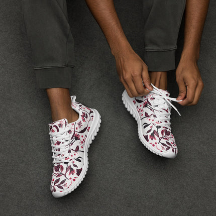 Burgundy Flower Men’s athletic shoes - Sola Shoe
