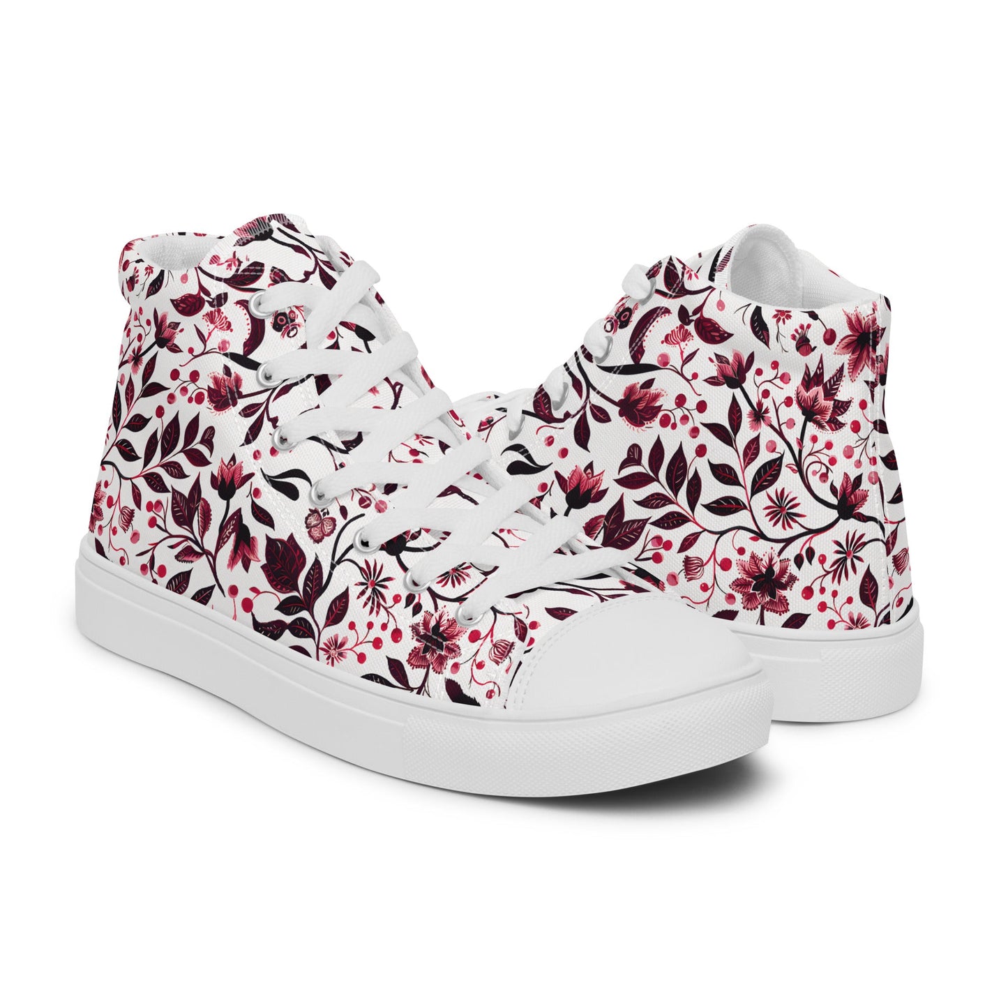 Burgundy Flower Men’s high top shoes - Sola Shoe