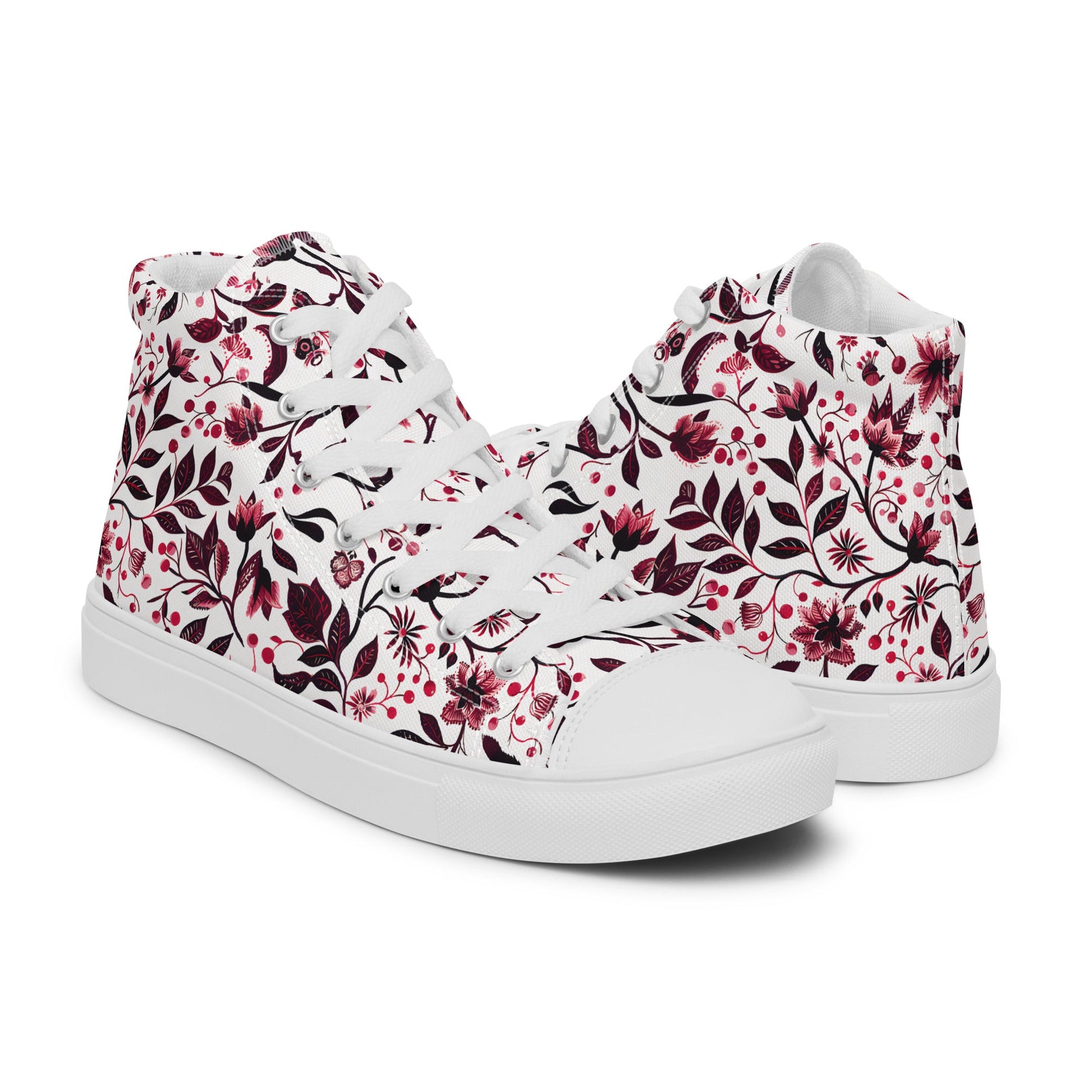 Burgundy Flower Men’s high top shoes - Sola Shoe
