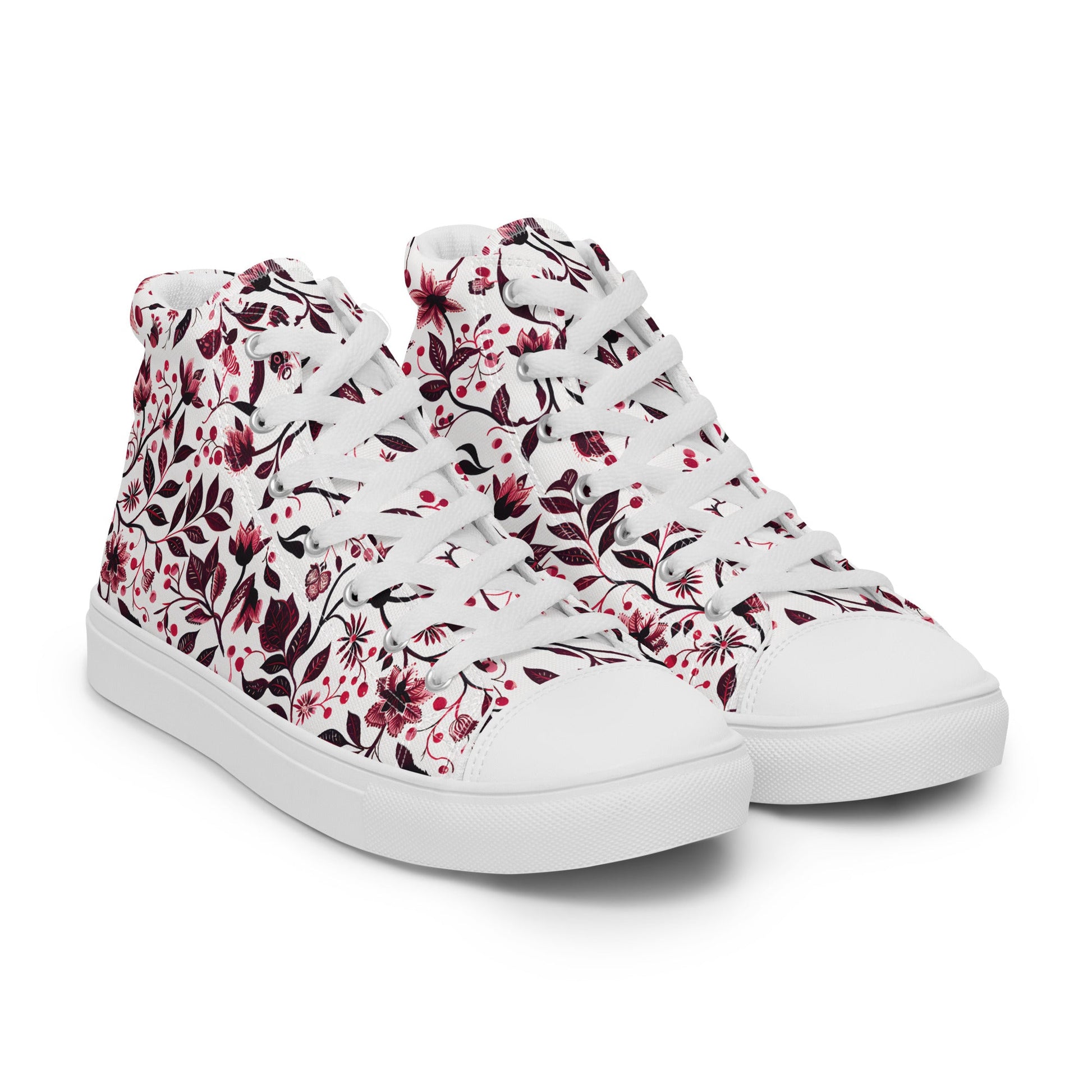 Burgundy Flower Men’s high top shoes - Sola Shoe