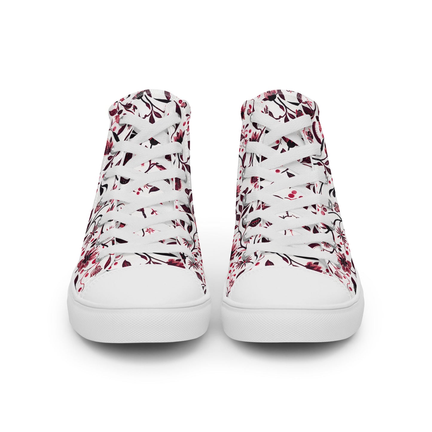 Burgundy Flower Men’s high top shoes - Sola Shoe