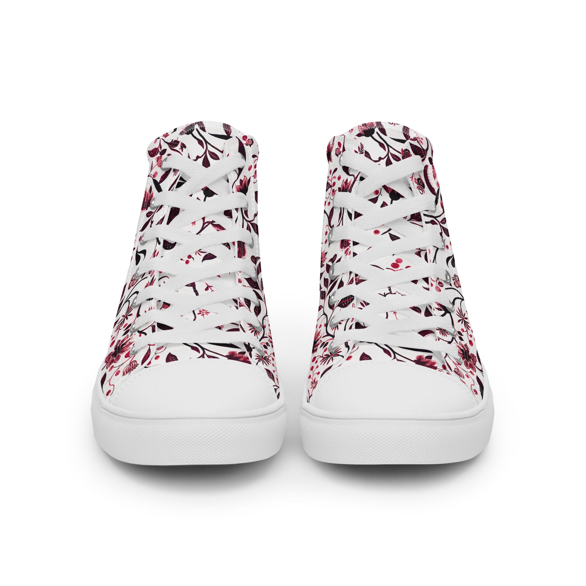 Burgundy Flower Men’s high top shoes - Sola Shoe