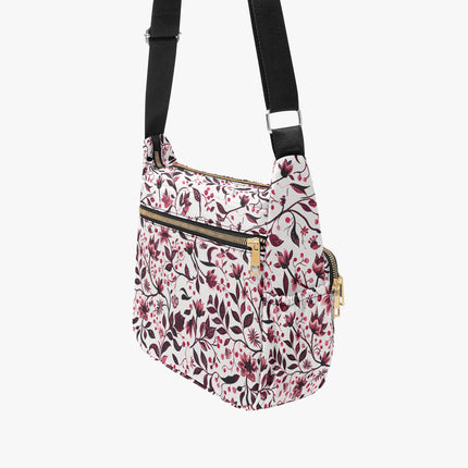 Burgundy Flower Multi - pocket Crossbody Bag - Sola Shoe
