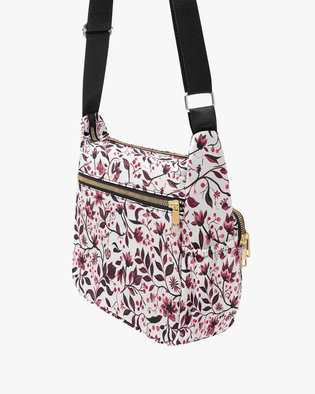 Burgundy Flower Multi - pocket Crossbody Bag - Sola Shoe