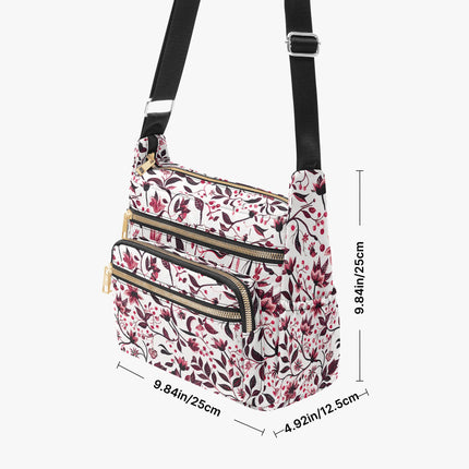 Burgundy Flower Multi - pocket Crossbody Bag - Sola Shoe