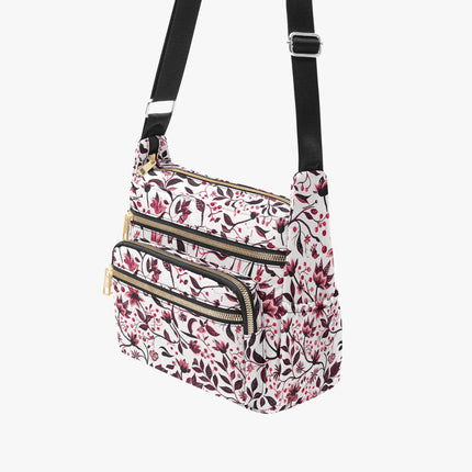 Burgundy Flower Multi - pocket Crossbody Bag - Sola Shoe
