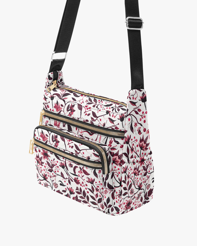 Burgundy Flower Multi - pocket Crossbody Bag - Sola Shoe